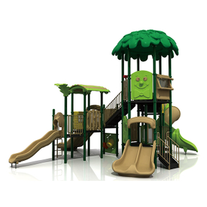 遊園地のためのスライド装置が付いている子供の屋外の森の遊び場