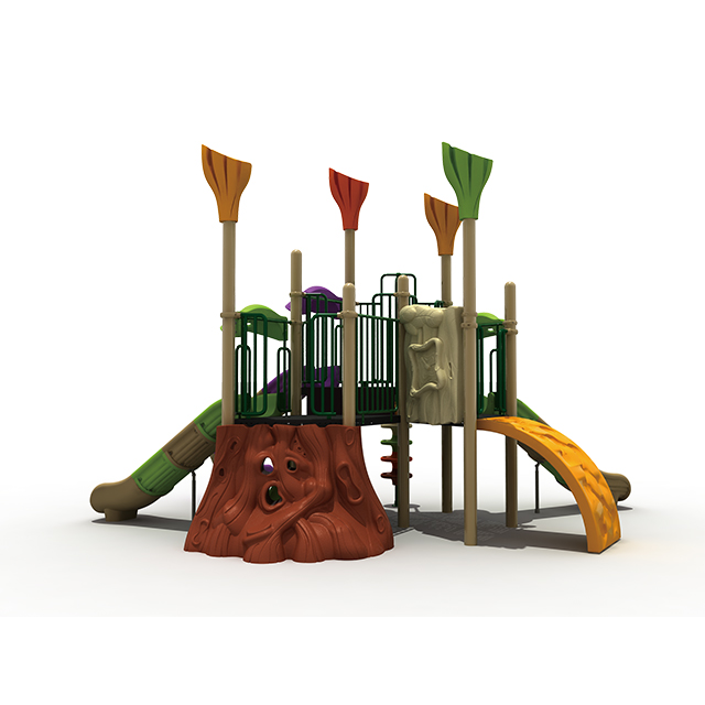 学校のための子供の森の屋外プラスチック遊び場スライド装置